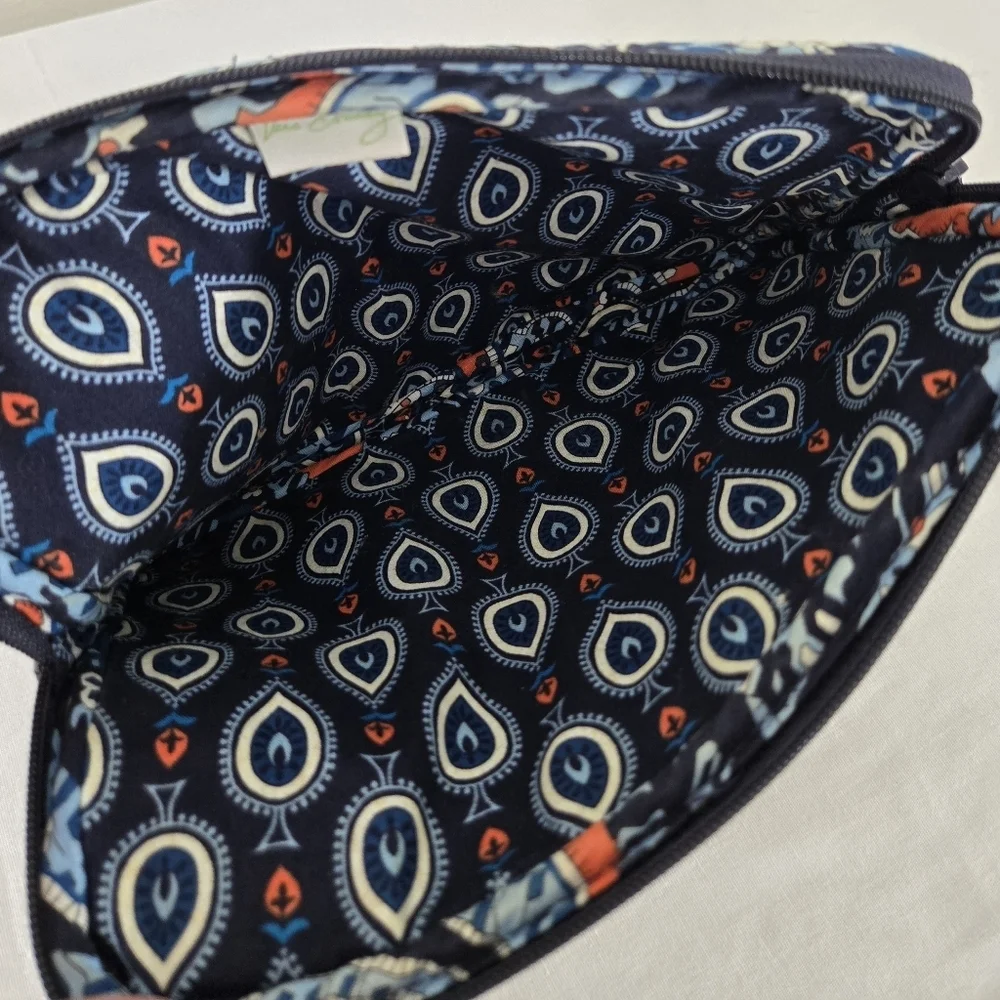 Vera Bradley Blue/Orange/White Paisley Floral Marrakesh Make-Up/Travel Pouch